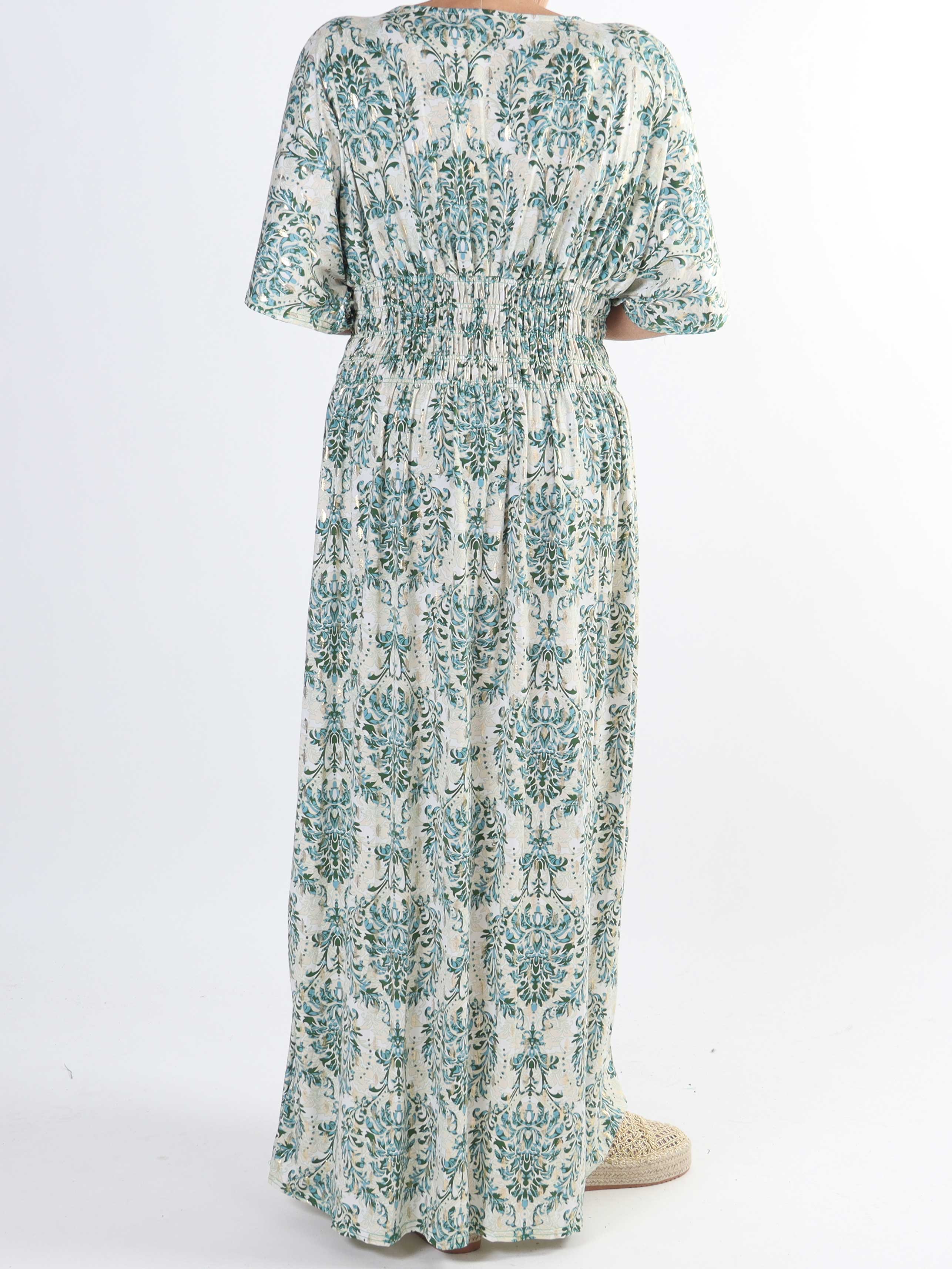 Pams Royal - Lång stretchig plus size-klänning i skrynkelfritt tyg